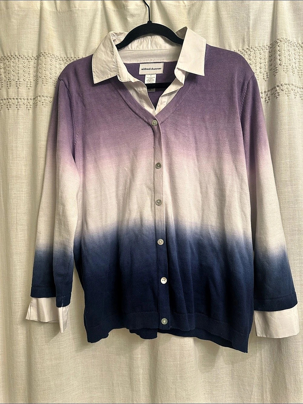 Alfred Dunner Color Block Button Down Shirt Size Large
